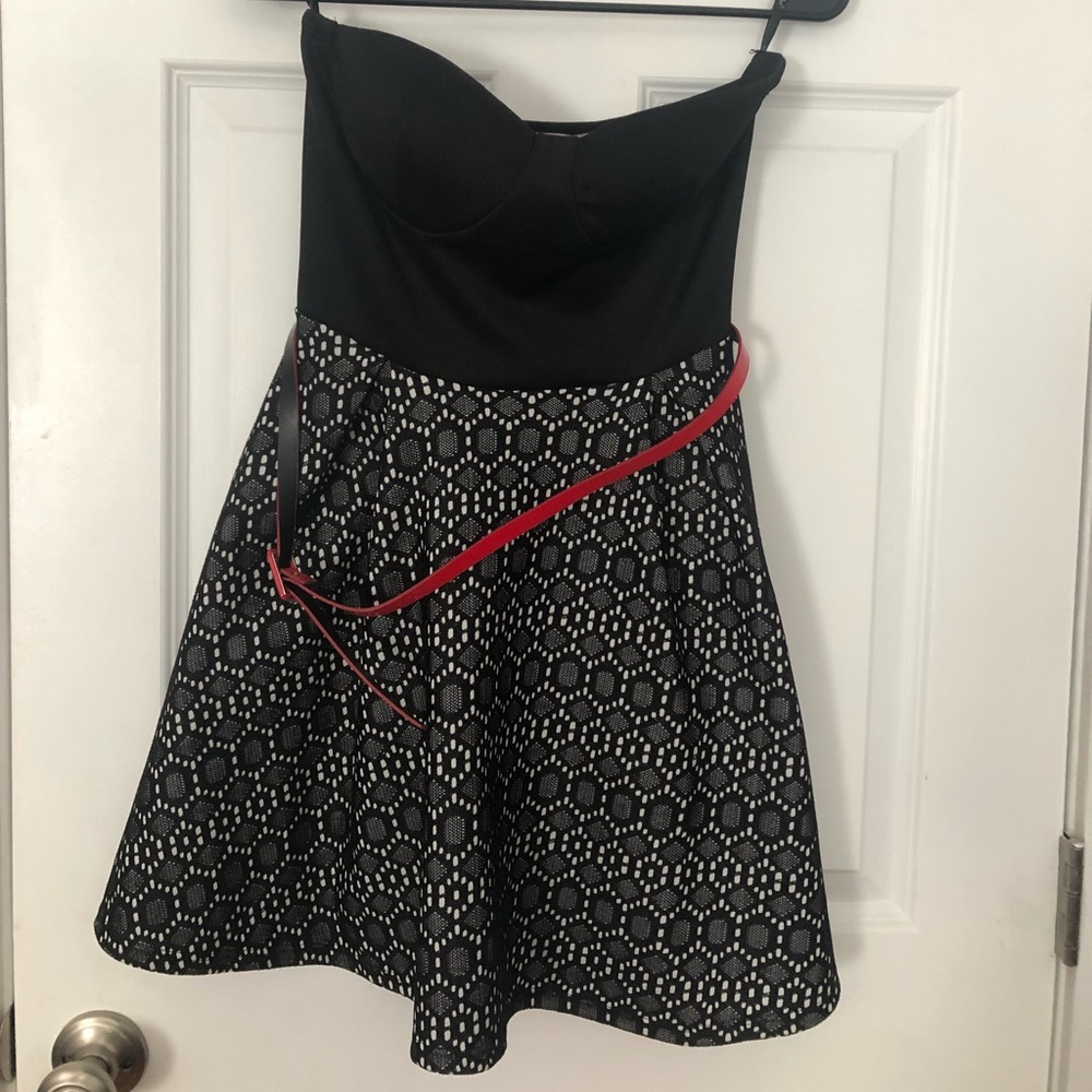 Papaya Black Bustier Strapless Dress